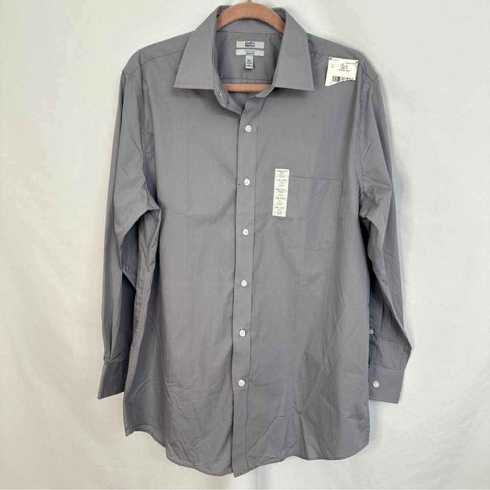 NWT Croft & Barrow Button Up Long Sleeve Shirt Mens‎ Size 16½/32/33 Light Gray